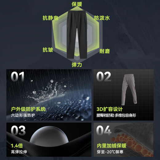 Made in Tokyo, water-repellent sports pants, autumn and winter new straight-leg outdoor wear-resistant assault running casual pants, thick velvet black XL