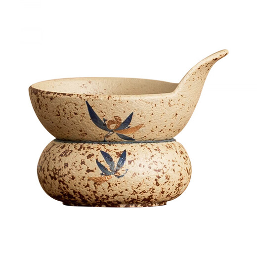 Jueyue blue and white flint tea filter group butterfly orchid tea leaking tea filter ceramic tea filter single tea warehouse blue and white flint red gold butterfly orchid_filter group + holding the moon fair cup