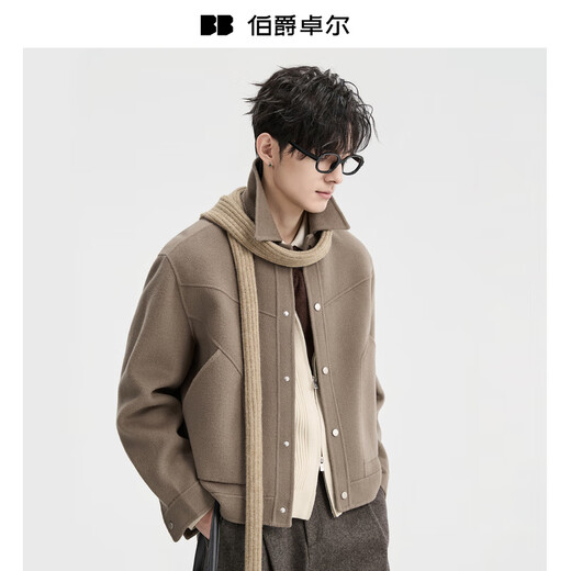 Earl Zall wool double-sided woolen jacket men's 2025 early winter new commuter short coat men Z541601 mocha color M (170)