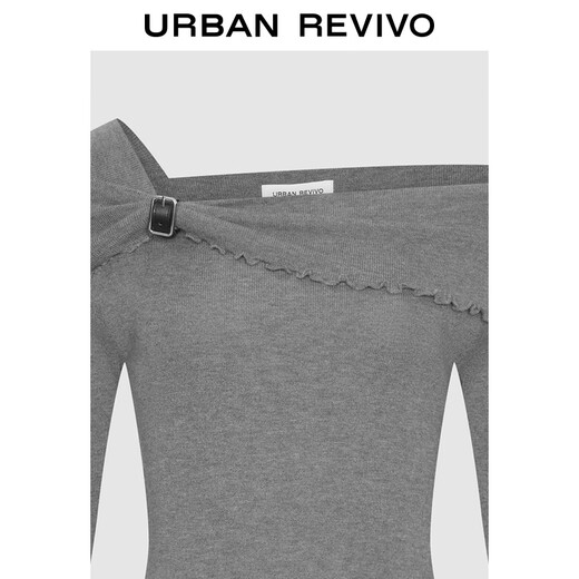 UR HOT 2025 new autumn women's irregular one-line collar short sweater UYV950086