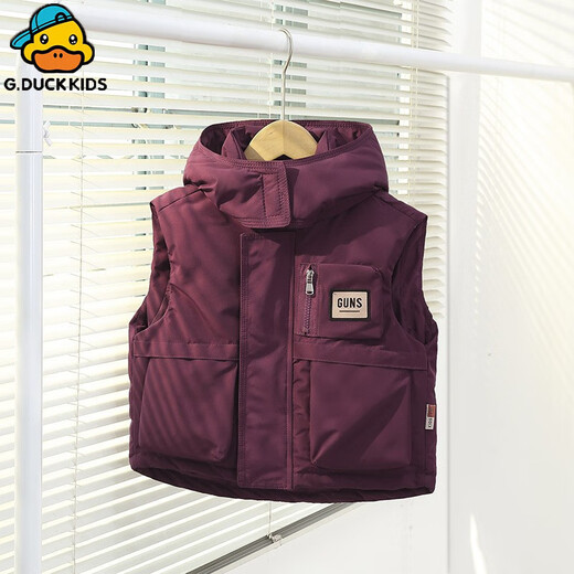 G.DUCKKIDS children's down cotton vest boys 2025 new autumn and winter mid-sized children's girls vest jacket outer vest khaki color 140 cm