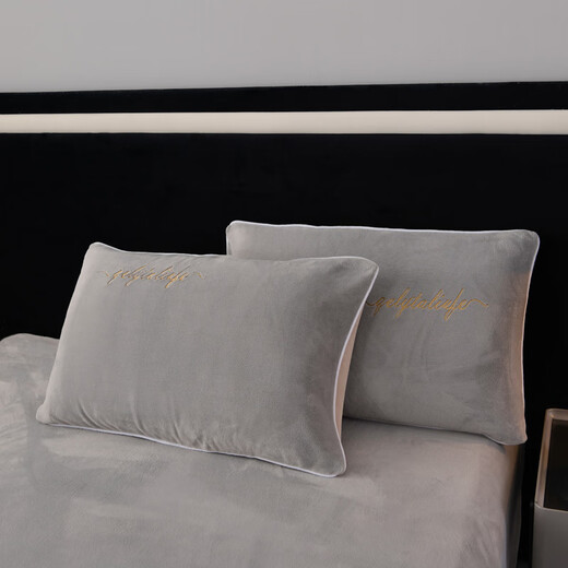 VJEA winter milk velvet four-piece set thickened warm double-sided velvet bed sheet quilt cover anti-static baby velvet high weight elegant - gentleman gray four-piece set 1.8m bed sheet style - quilt cover 200*230cm