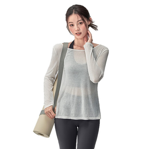 Youyou Yoga Wear Women's Autumn Loose Breathable Sports Cover Up Long Sleeve Pilates Training Fitness Wear Top Breathable Long Sleeve Heather Gray L L Weight 111-125 Jin Jin equals 0.5 kg