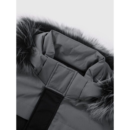 GXG Herren Kontrastfarbe Splicing Mittellange Daunenjacke Kapuzen-Daunenjacke Warm Schwarz 175/L