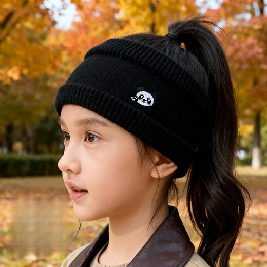 Nian Meifang children's hairband girls cute autumn and winter forehead protector knitted forehead wipe outdoor windproof hood warm scarf blue