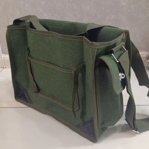 He Jiangong bricklayer woodworking site tool bag thickened new canvas bag construction extra thick hardware tool bag thickened wear-resistant lower number white 35*30*15