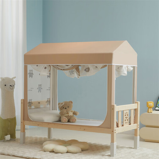 2025 New Baby Spliced Bed Mosquito Net Home Bedroom Full Bottom Children's Anti-Fall Mongolian Yurt Blackout Bed Tent Snow Yourui Curtainless Model Width 60 Length 140 Height 116cm