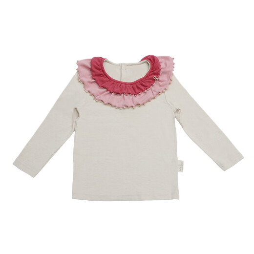 LELE JOVE Nordic style girls long-sleeved contrasting tops to wear with baby autumn clothes 25 new arrivals Pear Blossom White-T-shirt 80 cm