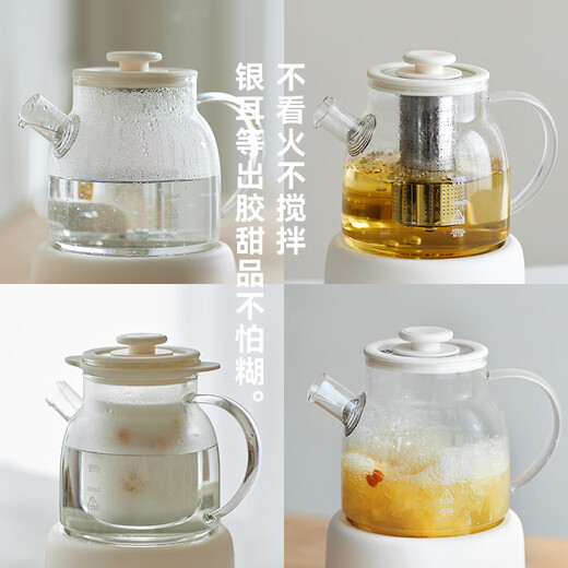 Olayks all-glass health kettle 1L mini constant temperature electric kettle office multi-function teapot flower teapot health kettle glass kettle stew kettle all-in-one all-glass kettle body 1L