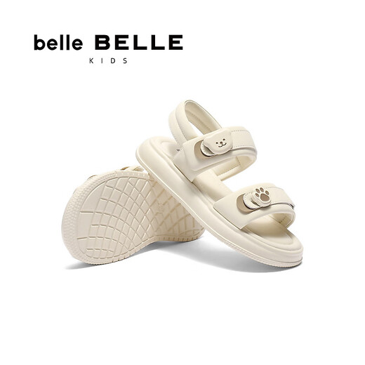 Belle Girls' Shoes Soft Casual Sandals 2025 Xiaxin Mall Same Velcro Love Sandals V1151B65 Beige 30
