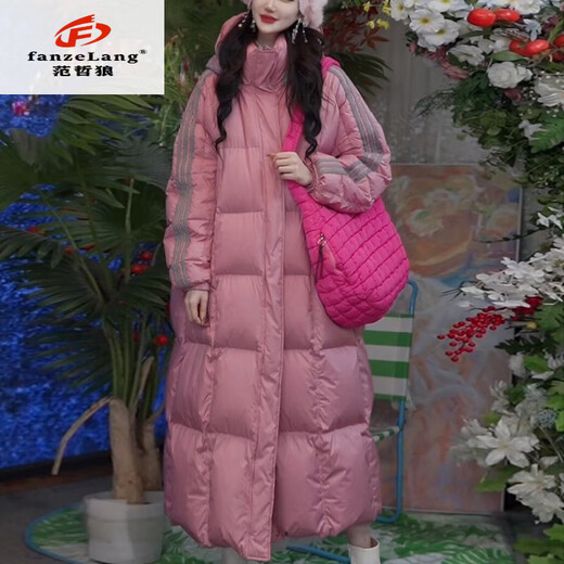 FanzELANG (FANZELANG) 400g down thickened cold-resistant 30-degree warm white duck down extreme cold down jacket for women 2026 winter long outdoor jacket leather powder M 101-120Jin Jin equal to 0.5 kg (prepared)