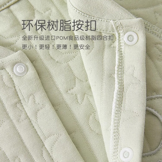 JOYNCLEON baby clothes autumn and winter pure cotton jumpsuit newborn season male and female baby quilted warm folio clothes rompers, middle opening star and moon green 73cm 6-9 months, weight 7.2-9kg