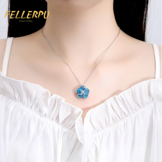 Philop Necklace Women's Topaz Cherry Blossom Pendant Light Luxury High-end Niche Valentine's Day Birthday Gift for Girlfriend and Wife 8 Carat Heart of the Ocean Necklace