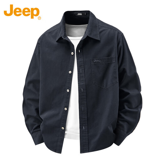 JEEP Jeep shirt men's long-sleeved spring and autumn casual workwear jacket men's advanced loose clothes men's military green XL