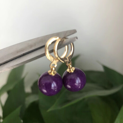 Zhou Runxi Natural South African Shukulai Purple Transfer Beads 18 Earrings Suji Stone Earrings Earrings Earrings Simple Earrings