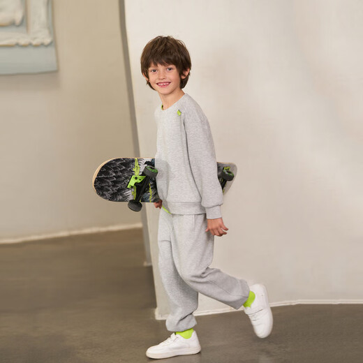 AIMER KIDS Fashionable Outdoor Antibacterial Children's Sports and Casual Sweater Pants for Men and Girls Neutral Pullover Long Sleeve High Elastic Milk Leather Jacket Neutral Pajamas AK342E241 120