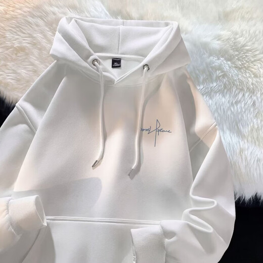 2025 hooded sweatshirt for boys and girls in autumn and winter thick versatile trendy American student loose jacket for junior high school students and high school students light gray L Weight 105-120Jin Jin is equal to 0.5 kg