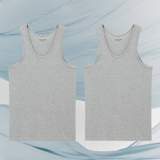 Three-pack two-piece pure cotton vest for men, ribbed elastic, lightweight, breathable, slim-fitting sports inner sleeveless vest, light hemp gray + light hemp gray XL