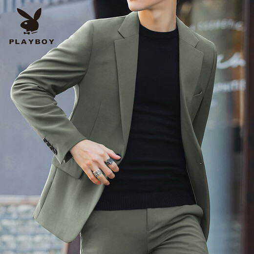Playboy Business Маленький мужской костюм без железа, осенний однотонный корейский стиль, модный красивый повседневный тонкий черный пиджак для мужчин, абрикосовый S 70-80Jin Jin весит около 0,5 кг