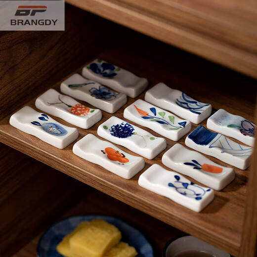 Brangdy Japanese ceramic chopstick holder retro creative male chopsticks stand household chopstick holder chopstick pillow chopstick holder spoon holder table tableware selected chopstick holder 20 pieces_great price