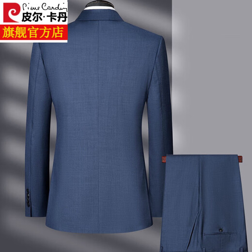 Pierre Cardin high-count worsted 100% wool suit, four seasons high-end professional formal fit, no ironing, business casual suit, blue XL 180