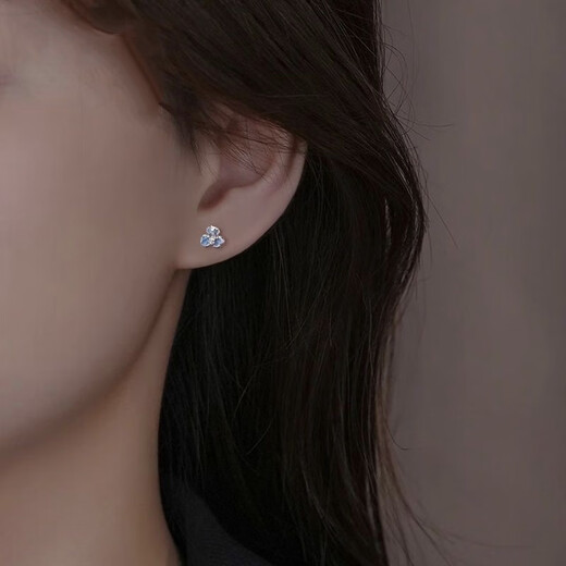 NSYCA Old Phoenix sterling silver 9999 iris flower earrings niche light luxury women 2025 new earrings silver earrings blue iris earrings 1 pair high-end