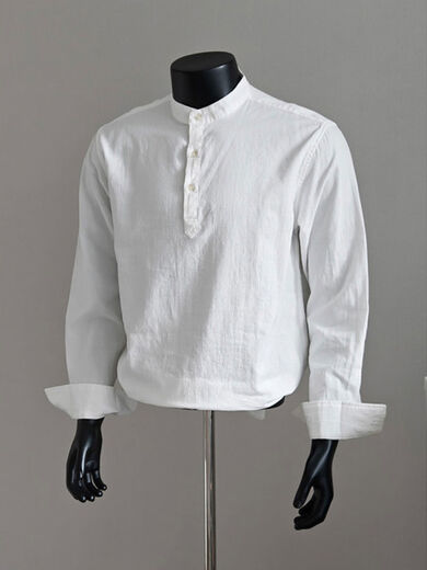 Xiaohongshu's same style black Henry collar long-sleeved shirt for men, autumn old money style polo shirt, American lining, black M