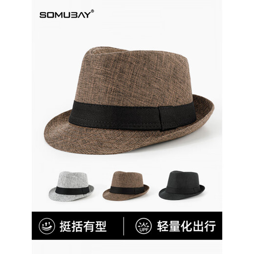 SOMUBAY middle-aged and elderly father's hat autumn and winter grandpa and old man high-end spring and autumn hat British retro short-brimmed gentleman's hat three-piece set-four seasons black hat + scarf + gloves M (56-58cm)
