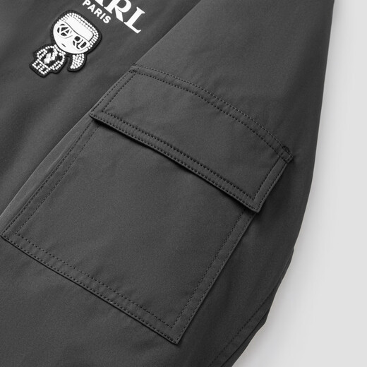 Karl Lagerfeld Men's Contrast Color Hooded Jacket LOGO Jacket Cotton Jacket Winter New Men's Clothing Galeries Lafayette M26Y3501 Black M (48)