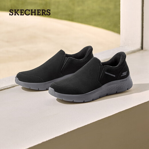 Skechers walking shoes for men, velvet and warm, 2025 autumn and winter new style, comfortable, casual, flash-on shoes 216918