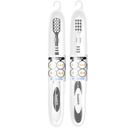 Sweetrip men's medium-hard bristle toothbrush special for removing tooth stains and cleaning tobacco stains and tea stains adult hard-bristled spiral brush filament 2 pack