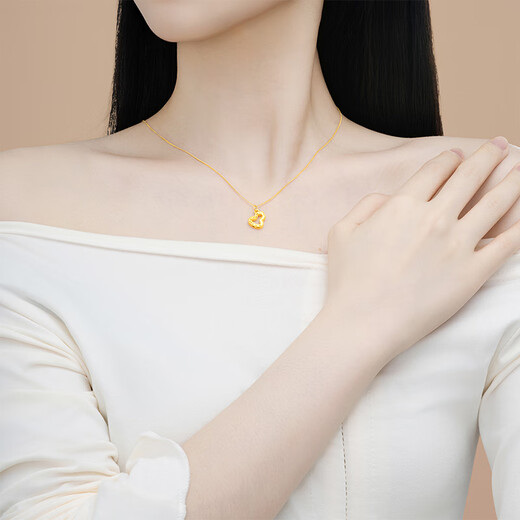 Jin Xiaoxiu crushed ice gourd gold pendant for women new pure gold 999 necklace pendant birthday gift for girlfriend during festivals 0.29-0.31g, shining gourd pendant - with gold chain