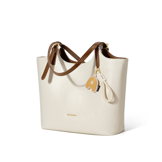 
Cnoles narrative tote bag large capacity bag for women 2025 commuting one-shoulder work handbag birthday gift for girlfriend Cream white coffee - new practical gift for girls