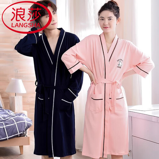 Langsha Camiseta para mujeres 2025 Summer algodón puro de algodón delgado pareja sexy de bañera de bata y otoño