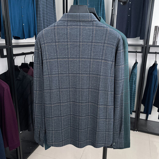 
Hengyuanxiang long-sleeved shirt men with wool spring and autumn business casual daddy top middle-aged and elderly winter thickened plaid shirt G15053 medium gray M [100-120Jin[Jin equals 0.5 kg]]