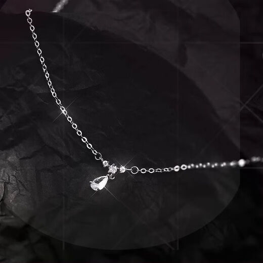 PT950 platinum necklace women's new high-end platinum diamond ins clavicle chain 520 birthday gift for girlfriend 1.0g water drop diamond necklace