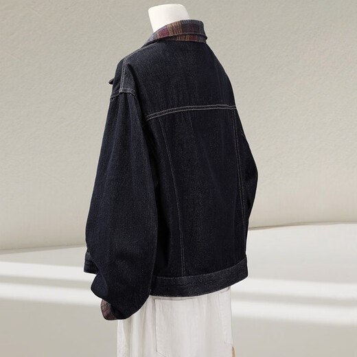 Cypress lapel long-sleeved denim jacket for women 2025 autumn new style retro short single-breasted top