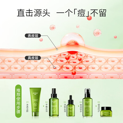 Planting the second generation of Australian Tea Tree Oil Acne Skin Lotion 5-piece set for oily skin, oil control, anti-acne and acne mark care set, balanced oil acne removal, 5-piece tea tree care set