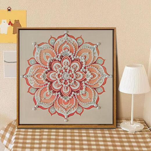 
Handmade crafts by yourself, Chinese style Songjin pearl painting DIY materials package Mother's Day event handmade LL13571 [full color spray painting] send some drill pen 40*40cm thick solid wood inner frame + beautiful outer frame