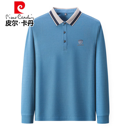 Pier Cardin Camiseta de manga larga para hombres de algodón 100% puro en la camiseta nueva de otoño, la solapa de mediana edad, la solapa de algodón de algodón, la camisa de algodón de algodón rojo masculino skl-15810 s 165 tamaño [90-115jin [Jin iguala 0.5 kg]]