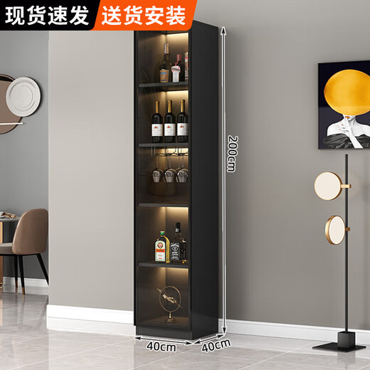 Yunxi home wine cabinet living room wine cabinet household floor-standing sideboard storage cabinet display cabinet simple with tempered glass door wine cabinet light luxury gray single door 40*40*200 with light without wine compartment