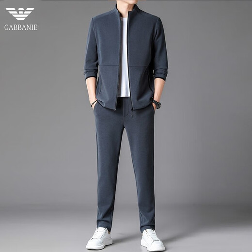 AX Armani Armani men's casual sports suit autumn and winter new thickened warm stand-up collar cardigan sweatshirt two-piece set GA/2319 black (stand-up collar single top) S 165/84A