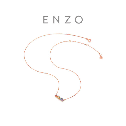 Chow Tai Fook ENZO Rainbow Series Rainbow Bridge 18K gold tourmaline diamond colored treasure necklace EZV8014 40cm