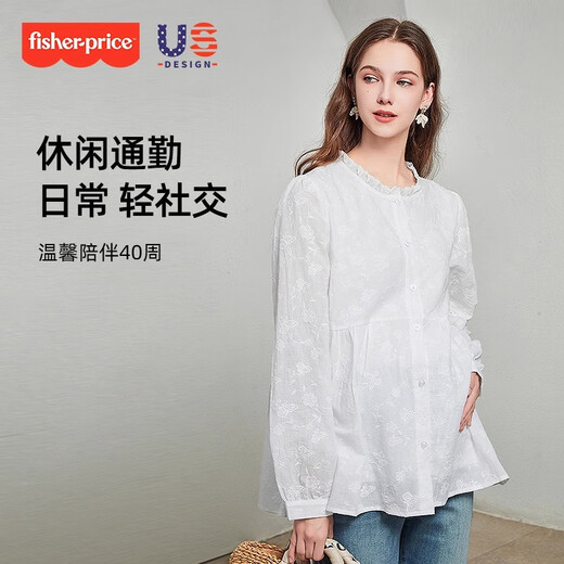Fisher Maternity Suit Summer Top Maternity Shirt Summer Summer Maternity Pantalon Coton Doll Coton Suit Summer White Long-Majusted