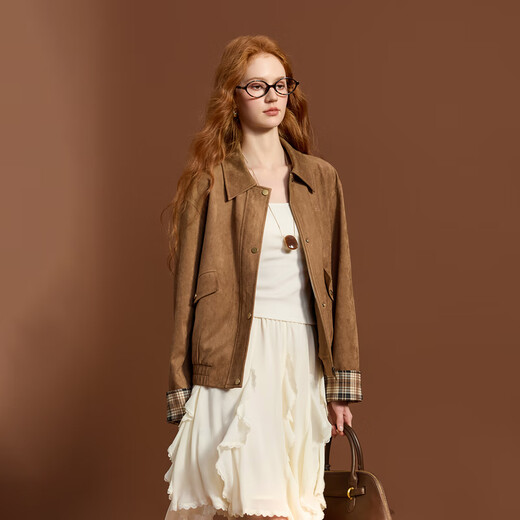 Sancai 2025 new winter casual style jacket loose zipper shirt jacket retro simple cardigan M