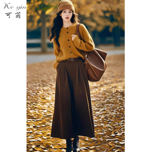 Keyin autumn and winter dress women's suit 2025 new Korean fashion wear knitted sweater skirt women's sweater + skirt XL