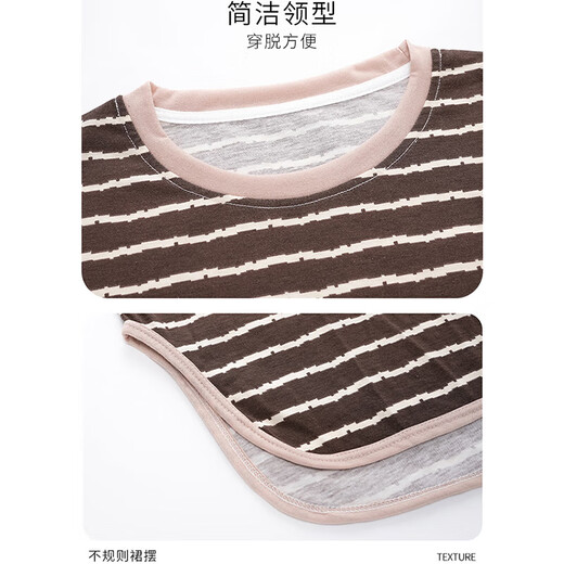 Nightgown with chest pad for women spring and autumn long sleeves 2025 new striped loose dress summer long home clothing A13077 M