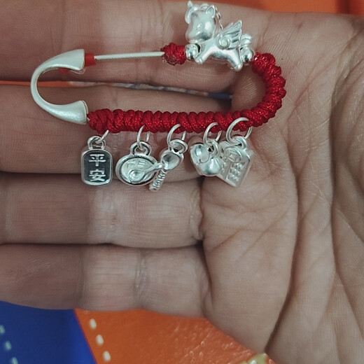 Pure silver 999 baby pin sterling silver 925 pregnant women safe pregnancy newborn baby outing shock brooch baby pin horse zodiac pin 1