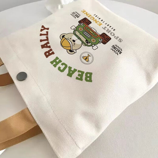 Fuyan's new handbag, canvas handbag, versatile work canvas bag, portable student lunch box, simple lunch box, ready-made Angry Bear 1 pack, thickened version