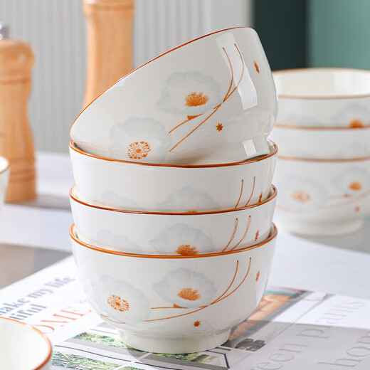 Ceramic bowl for household festive housewarming, dishes, tableware set, Suijinghao rice bowl, Suijinghao 3 bowls